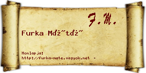 Furka Máté névjegykártya